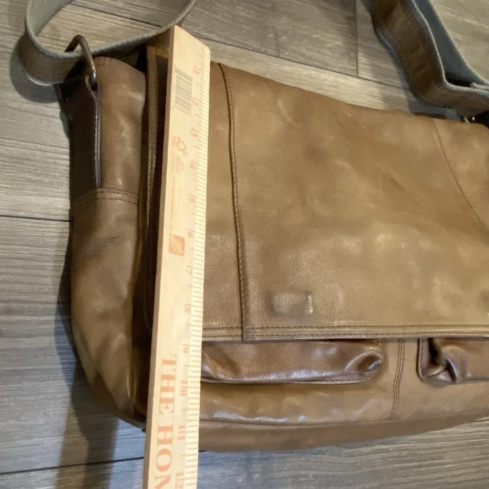 Fossil x JR leather Collab Oak‎ Tanned Messenger Bag Houndstooth Lined Large